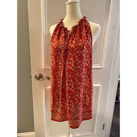 Ladies Max Studio Red & Pink Floral Sleeveless top Size Medium - Picture 1 of 11